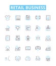 Retail business vector line icons set. Shops, Retailers, Merchandise, Selling, Storefronts, Outlets, Goods illustration