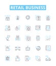 Retail business vector line icons set. Shops, Retailers, Merchandise, Selling, Storefronts, Outlets, Goods illustration