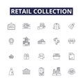 Retail collection line vector icons and signs. Collection, Shopping, Merchandise, Goods, Outlet, Store, Bazaar