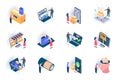 Retail distribution isometric icons set.