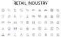 Retail industry line icons collection. Futuristic, Urban, Modern, Industrial, Megacity, Hi-tech, Cityscape vector and