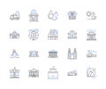 Retail industry outline icons collection. Retail, Trading, Merchandising, Shopping, Stores, Outlets, Marketplaces vector