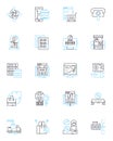 Retail Items linear icons set. Apparel, Shoes, Accessories, Electronics, Toys, Beauty, Books line vector and concept Royalty Free Stock Photo