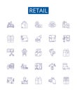 Retail line icons signs set. Design collection of Shopping, Merchandising, Selling, Store, Outlet, Buy, Customer