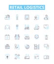 Retail logistics vector line icons set. Retail, Logistics, Procurement, Inventory, Fulfillment, Delivery, Distribution
