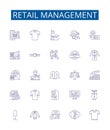 Retail management line icons signs set. Design collection of Retail, Management, Sales, Merchandising, Inventory