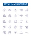 Retail management line icons signs set. Design collection of Retail, Management, Sales, Merchandising, Inventory