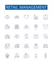 Retail management line icons signs set. Design collection of Retail, Management, Sales, Merchandising, Inventory