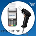 Retail manual handheld laser barcode scanner and pos terminal. V