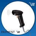 Retail manual handheld laser barcode scanner. Vector