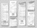 Retail purchase bill. Supermarket shopping receipt, sum invoice check and total cost store sale paper isolated vector