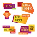 Retail sale tags. Cheap price flyer, best offer price and big sale pricing tag badge design. Limited sales offer label or store Royalty Free Stock Photo