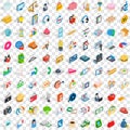 100 retail sales icons set, isometric 3d style Royalty Free Stock Photo