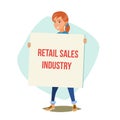 Retail Sales Industry Promoters Vector. Person Standing With Blank Advertising Poster.