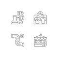 Retail services pixel perfect linear icons set
