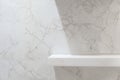 Retail shelf on light marble vintage background. fill objects. Royalty Free Stock Photo