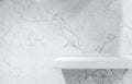 Retail shelf on light marble vintage background. fill objects. Royalty Free Stock Photo