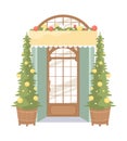 Retail shop entrance decoration for Christmas event semi flat color vector object Royalty Free Stock Photo