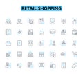 Retail shopping linear icons set. Bargain, Discount, Fashion, Trendy, Convenience, Specialty, Variety line vector and Royalty Free Stock Photo