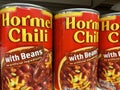 Retail store shelf Hormel chili with beans