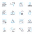 Retail territory linear icons set. Sales, Merchandise, Inventory, Customers, Brands, Competition, Marketing line vector