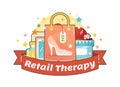 Retail therapy shopping concept, making compulsive purchases in order to improve persons mood.