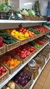 retail of tomatoes, cucumbers, potatoes in a supermarket