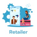 Retailer flat vector illustration