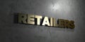 Retailers - Gold text on black background - 3D rendered royalty free stock picture