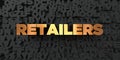 Retailers - Gold text on black background - 3D rendered royalty free stock picture