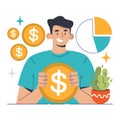 Retained Earnings concept. Flat vector illustration Royalty Free Stock Photo