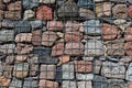 Retaining wall gabion baskets, Gabion wall caged stones textured background. Gabion wall caged stones Royalty Free Stock Photo