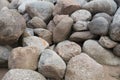 Retaining wall made of stones, boulders. Royalty Free Stock Photo