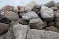 Retaining wall made of stones, boulders. Royalty Free Stock Photo