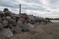 Retaining wall made of stones, boulders. Royalty Free Stock Photo