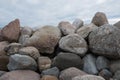 Retaining wall made of stones, boulders. Royalty Free Stock Photo