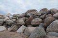 Retaining wall made of stones, boulders. Royalty Free Stock Photo