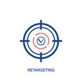 Retargeting flat icon. Remarketing concept. Digital marketing. Online strategy in social media. Vector