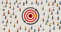 Retargeting remarketing crowd online advertising strategy of targeting visitor. Symbol of dart target customer Royalty Free Stock Photo