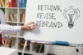 Rethink, revise and rebrand are shown using the text