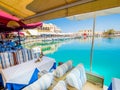 Rethymno, Crete island, Greece, old venetian harbour local restaurants Royalty Free Stock Photo