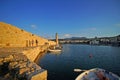 Rethymno, Greece, September 30 2018 View of the port of Rethymno and its lighthouse called Latarnia Morska Royalty Free Stock Photo