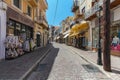 Rethymnon, Island Crete, Greece, - July 1, 2016: The street of the old town's part of city Rethymnon