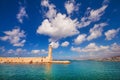 Rethymnon Lighthouse in the Old Venetian Port, Crete island