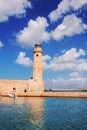 Rethymnon Lighthouse in the Old Venetian Port, Crete island