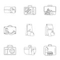 Reticule icons set, outline style