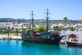 RETIMNO,CRETE, GREECE- JUNE- 26- 2017: View of the Retimno port, Crete, Greece Royalty Free Stock Photo