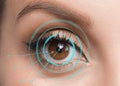 Retina identification concept. Female eye close up.