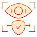 Retina recognition approved flat icon. Eye identification and check red icons in trendy flat style. Biometric access Royalty Free Stock Photo