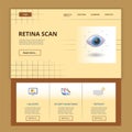 Retina scan flat landing page website template. Unlocked, security monitoring, enter key. Web banner with header Royalty Free Stock Photo